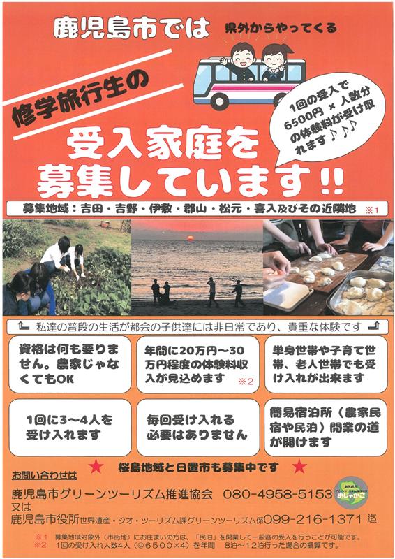 修学旅行生の受入家庭